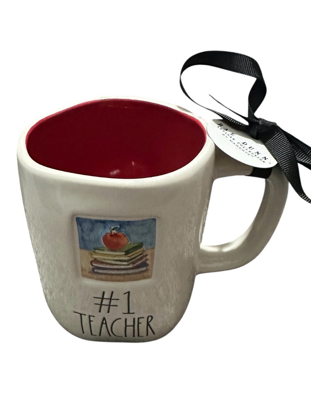 Rae Dun # 1 Teacher Ceramic Mug with Red Interior